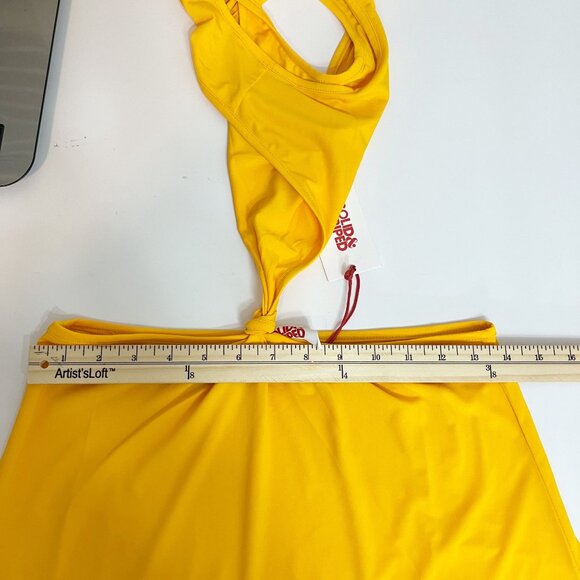 NEW Solid & Striped Bailey Mini Dress Jersey Butterscotch Cut Out Knotted MEDIUM - Picture 6 of 6